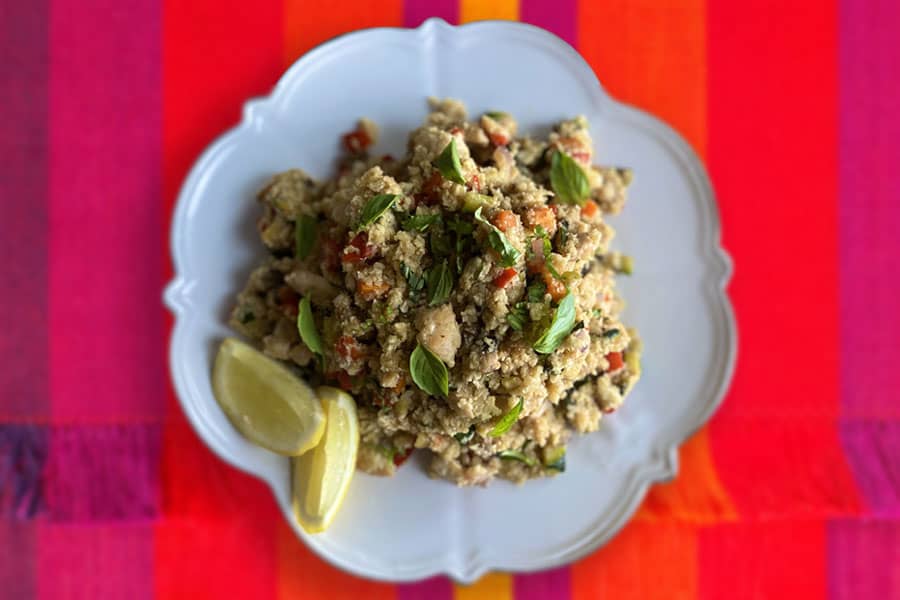 Arroz de coliflor asiático